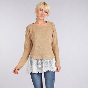 NWT Blu Pepper Lace Underlay Sweater